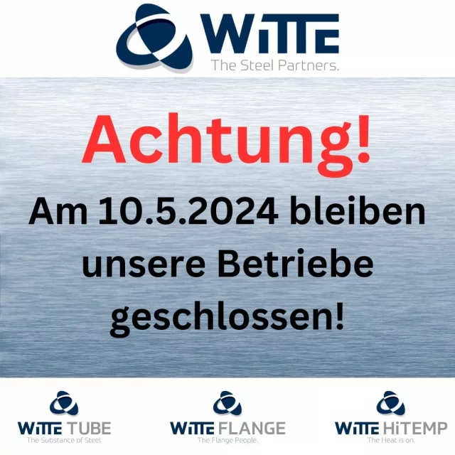 Am Brückentag 10.5.2024 haben alle unsere Betriebe und Verkaufsbüros in Deutschland geschlossen. Eine Anlieferung/Warena...